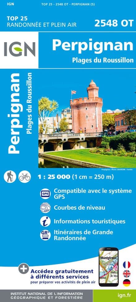 IGN Top 25 2548 OT - Perpignan / Plages du Roussillon