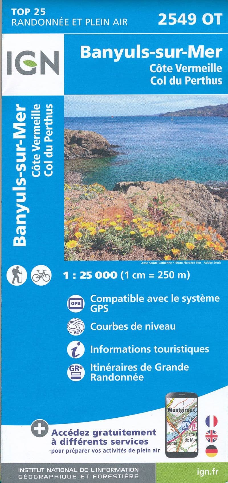 IGN Top 25 2549 OT - Banyuls-sur-Mer / Côte Vermeille / Col du Perthus