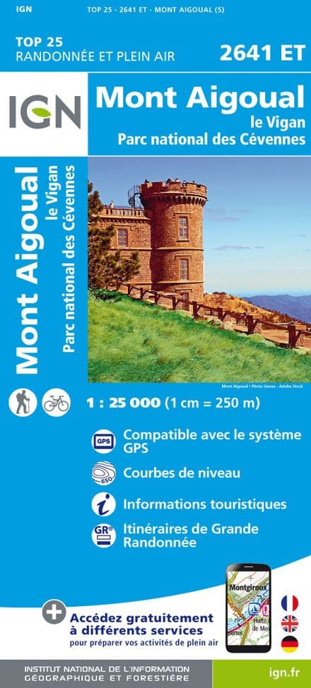 IGN Top 25 2641 ET - Mont Aigoual / Le Vigan / PNR des Cévennes