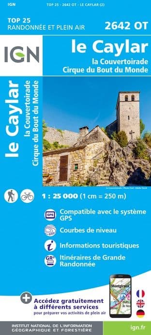 IGN Top 25 2642 OT - Le Caylar / La Couvertoirade / Cirque du Bout du Monde