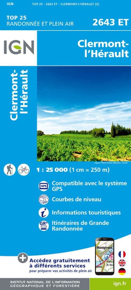 IGN Top 25 2643 ET - Clermont / l'Hérault