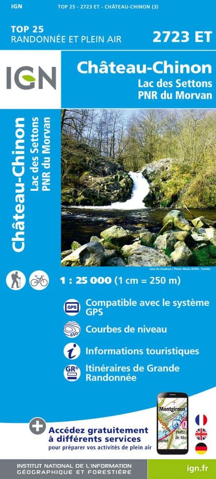 IGN Top 25 2723 ET - Château-Chinon / Lac des Settons / PNR du Morvan