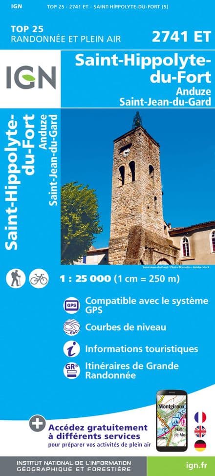 IGN Top 25 2741 ET - St-Hippolyte-du-Fort Anduze / St-Jean-du-Gard