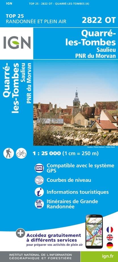 IGN Top 25 2822 OT - Quarré-Les-Tombes / Saulieu / PNR du Morvan