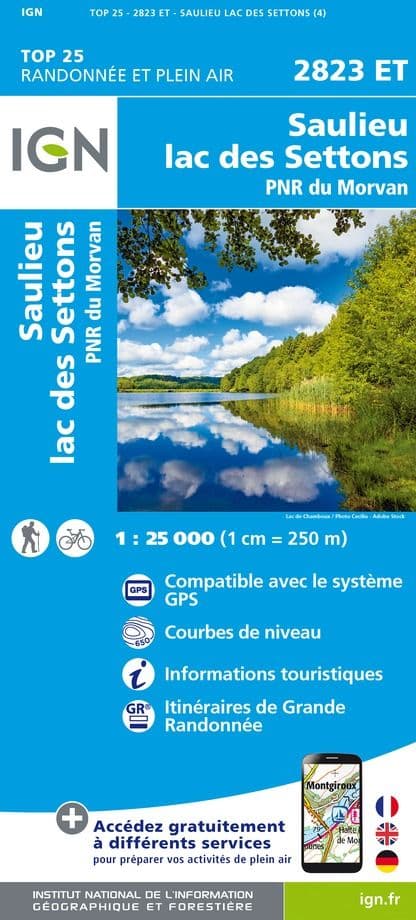 IGN Top 25 2823 ET - Saulieu / Lac des Settons / PNR du Morvan