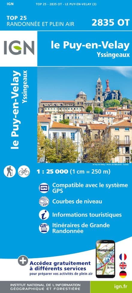 IGN Top 25 2835 OT - Le Puy-en-Velay / Yssingeaux