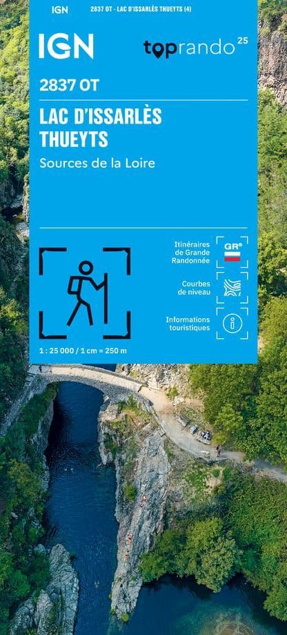 IGN Top 25 2837 OT - Lac d'Issarlès / Thueyts / Sources de la Loire