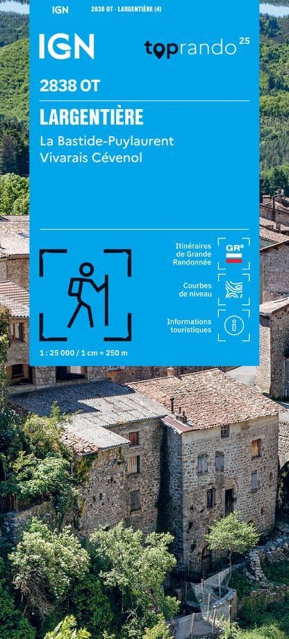 IGN Top 25 2838 OT - Largentière / La Bastide-Puylaurent / Vivarais Cévenol