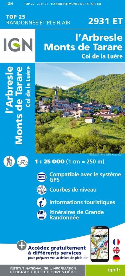 IGN Top 25 2931 ET - L'Arbresle / Monts de Tarare / Col de la Luère