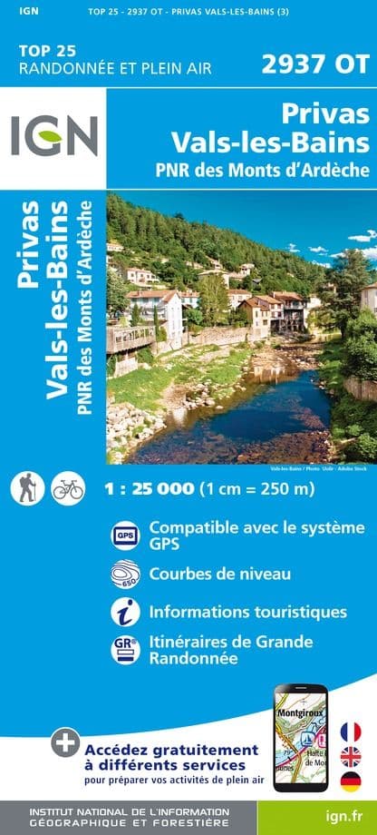 IGN Top 25 2937 OT - Privas / Vals-les-Bains