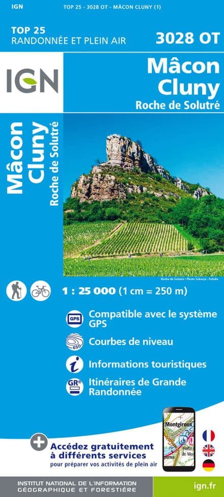 IGN Top 25 3028 OT - Macon - Cluny - Roche de Solutre