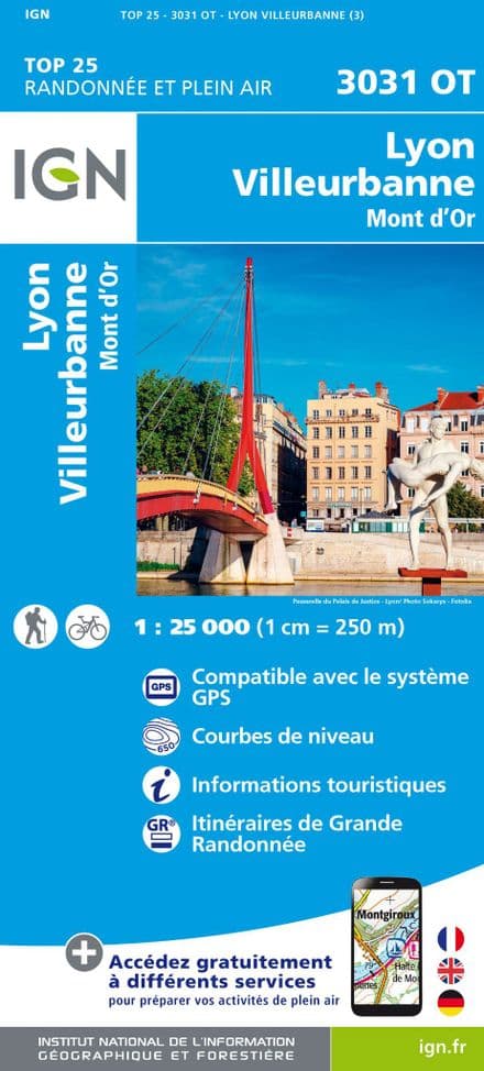 IGN Top 25 3031 OT - Lyon / Villeurbanne / Mont d'Or