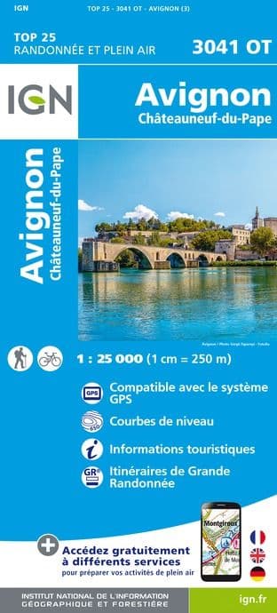 IGN Top 25 3041 OT - Avignon / Châteauneuf-du-Pape