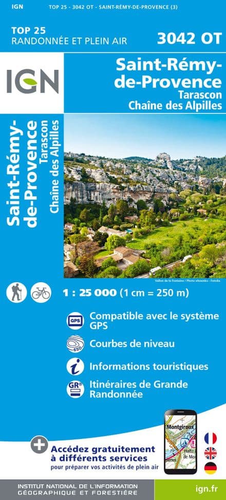 IGN Top 25 3042 OT - St-Rémy-de-Provence / Tarascon / Chaîne des Alpilles