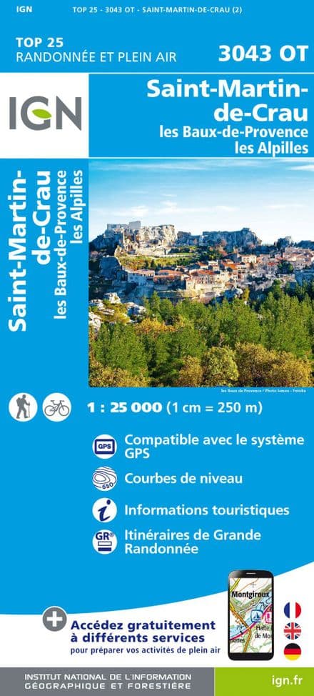IGN Top 25 3043 OT - St-Martin-de-Crau / Les Baux-de-Provence / Les Alpilles