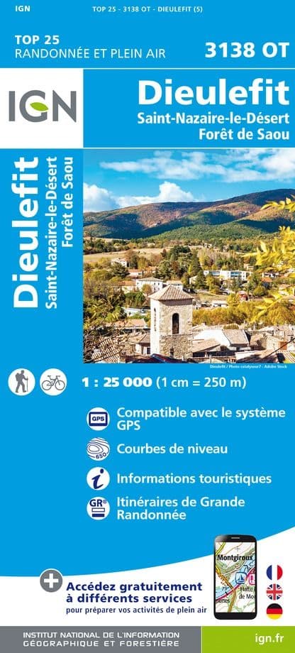 IGN Top 25 3138 OT - Dieulefit / St-Nazaire-le-Désert / Forêt de Saou