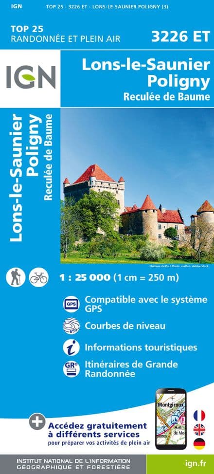 IGN Top 25 3226 ET - Lons-le-Saunier / Poligny / Reculée de Baume