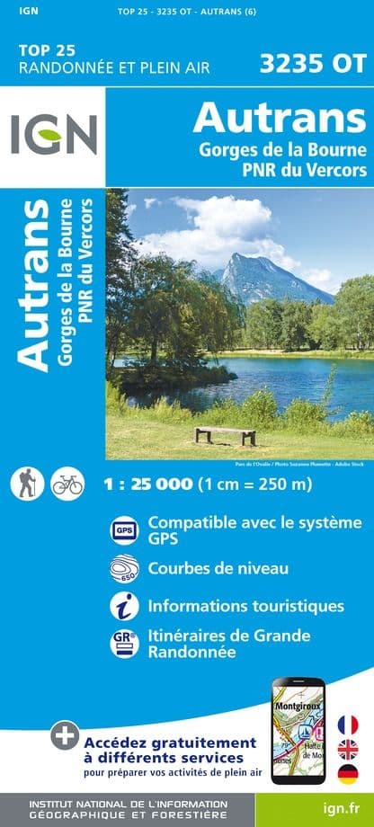 IGN Top 25 3235 OT - Autrans-Gorges de la Bourne / PNR du Vercors
