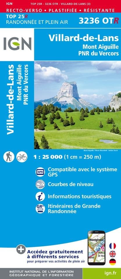 IGN Top 25 3236 OT R - Villard-de-Lans / Mont Aiguille / PNR du Vercors - Resistant