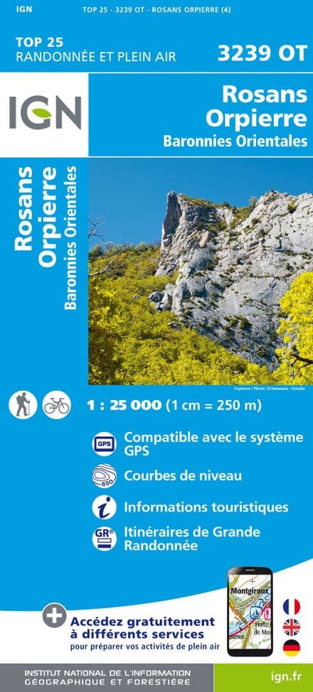IGN Top 25 3239 OT - Rosans / Orpierre / Baronnies Orientales
