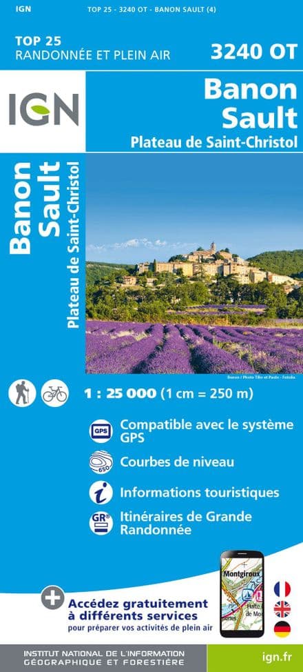 IGN Top 25 3240 OT - Banon / Sault / Plateau de St-Christol
