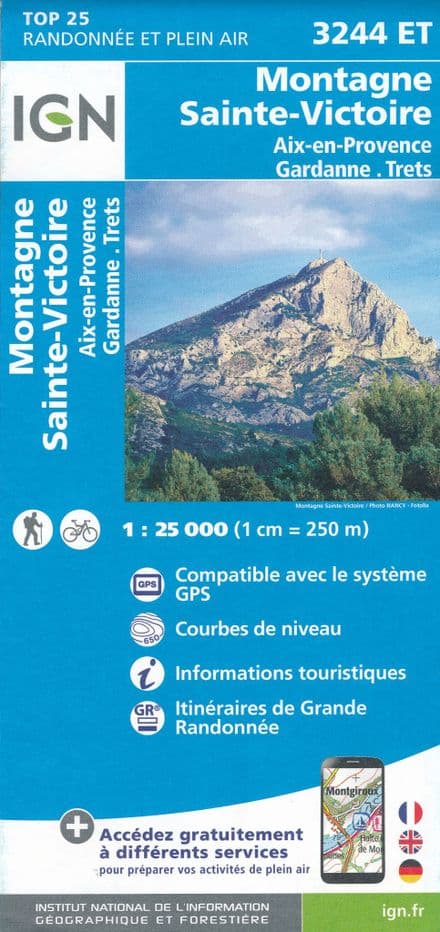 IGN Top 25 3244 ET - Montagne Ste-Victoire / Aix-en-Provence / Gardanne/Trets