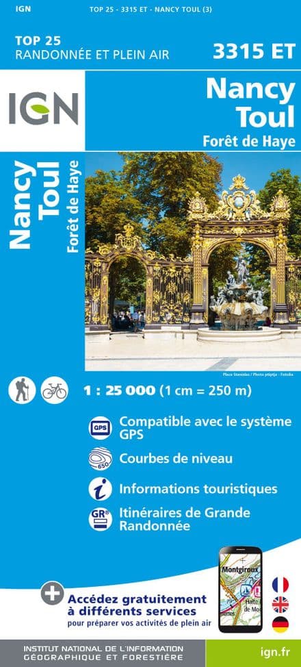 IGN Top 25 3315 ET - Nancy / Toul / Forêt de Haye