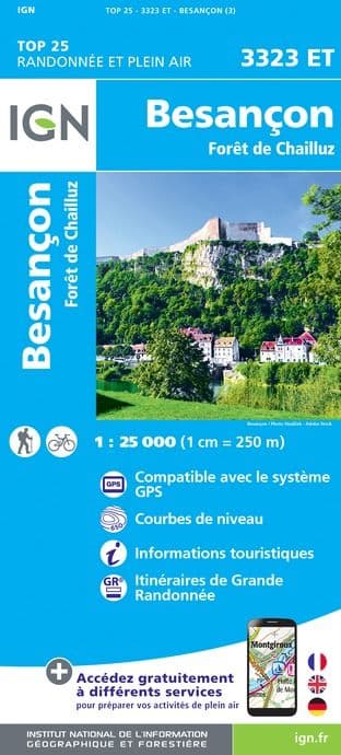 IGN Top 25 3323 ET - Besançon / Forêt de Chailluz