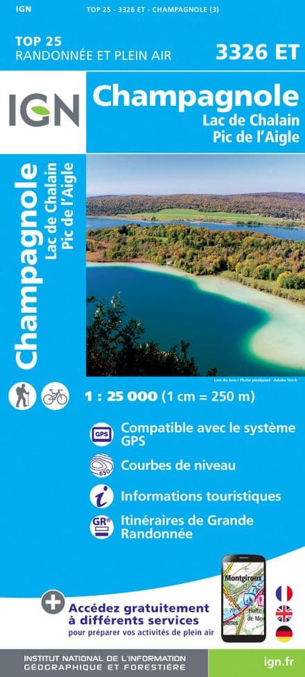 IGN Top 25 3326 ET - Champagnole / Lac de Chalain / Pic de l'Aigle