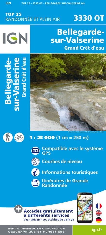 IGN Top 25 3330 OT - Bellegarde-Sur-Valserine / Grand Crêt d'Eau