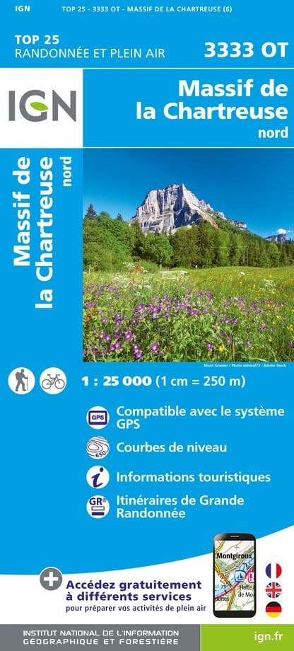 IGN Top 25 3333 OT - Massif De La Chartreuse Nord