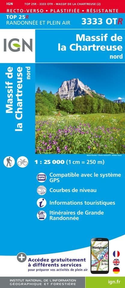 IGN Top 25 3333 OT R - Massif De La Chartreuse Nord - Resistant