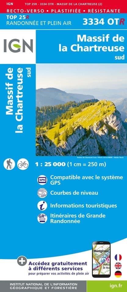 IGN Top 25 3334 OT R - Massif de la Chartreuse - Sud - Resitant