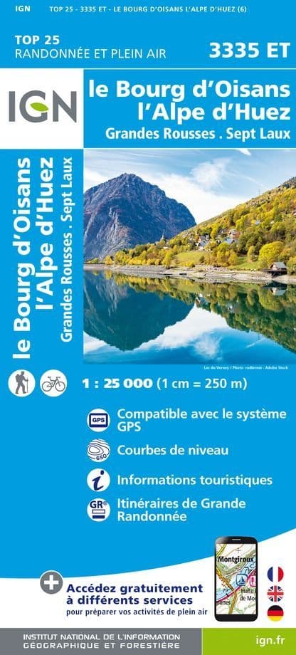 IGN Top 25 3335 ET - Le Bourg d'Oisans / L'Alpe d'Huez / Grandes Rousses