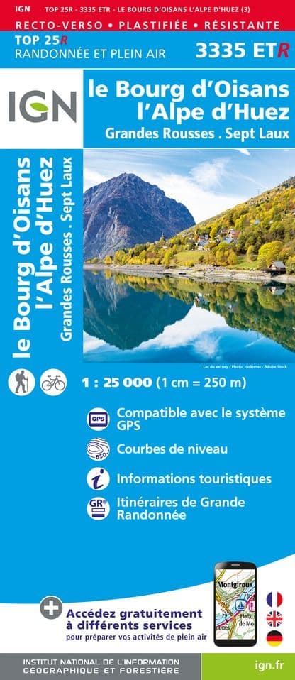 IGN Top 25 3335 ET R - Le Bourg d'Oisans / L'Alpe d'Huez / Grandes Rousses - Resistant