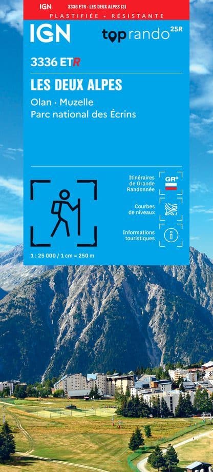 IGN Top 25 3336 ET R - Les Deux Alpes / Olan / Muzelle / PNR des Ecrins - Resistant