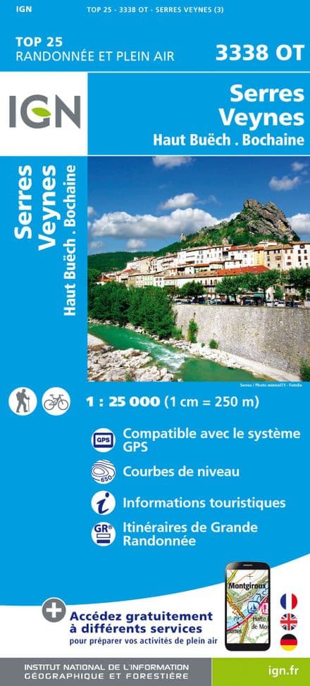 IGN Top 25 3338 OT - Serres / Veynes / Haut Buëch / Bochaine