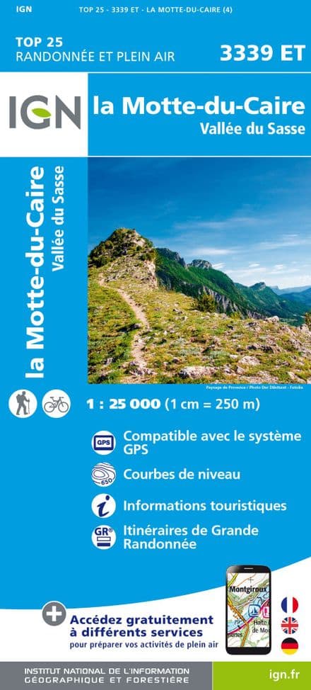 IGN Top 25 3339 ET - La Motte-du-Caire / Vallée du Sasse