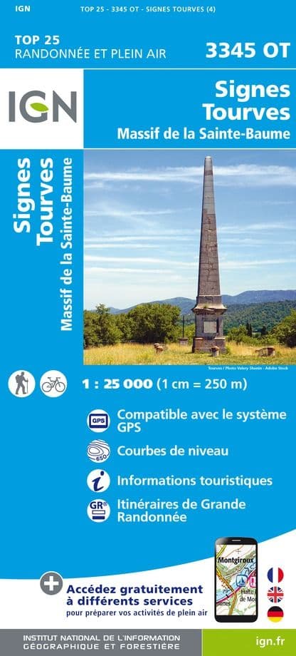 IGN Top 25 3345 OT - Signes / Tourves / Massif de La Sainte-Baume