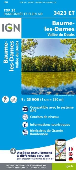 IGN Top 25 3423 ET - Baume-les-Dames / Vallée de Doubs