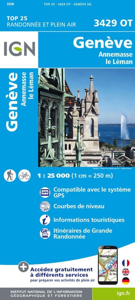 IGN Top 25 3429 OT - Genève / Annemasse / Le Léman