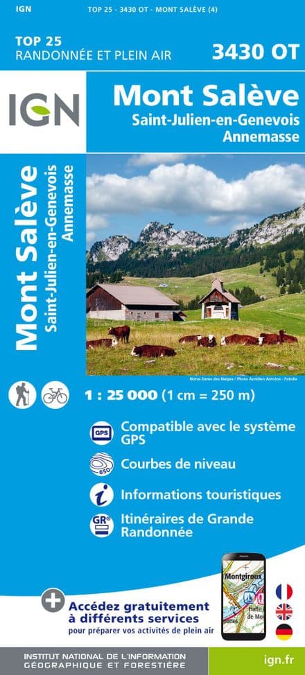 IGN Top 25 3430 OT - Mont Salève / St-Julien-en-Genevois / Annemasse