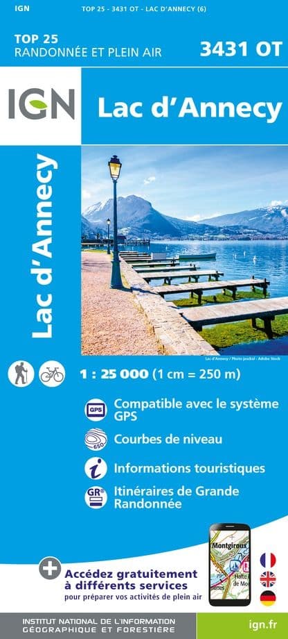 IGN Top 25 3431 OT - Lac D'Annecy