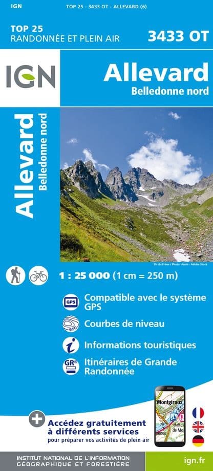 IGN Top 25 3433 OT - Allevard / Belledonne Nord