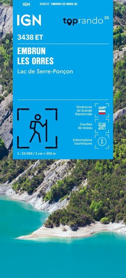 IGN Top 25 3438 ET - Embrun / Les Orres / Lac de Serre-Ponçon