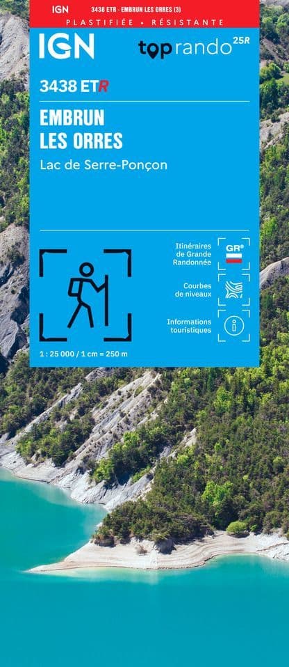 IGN Top 25 3438 ET R - Embrun / Les Orres / Lac de Serre-Ponçon - Resistant