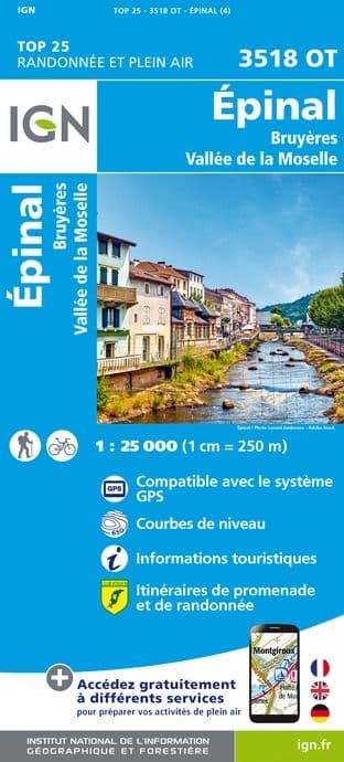 IGN Top 25 3518 OT - Épinal / Bruyeres / Vallee de la Moselle