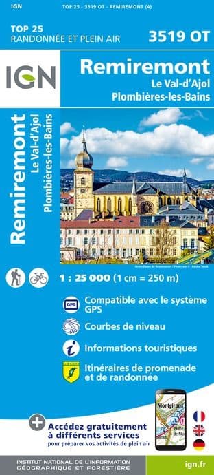 IGN Top 25 3519 OT - Remiremont / Plombières-les-Bains /PNR Ballons des Voges