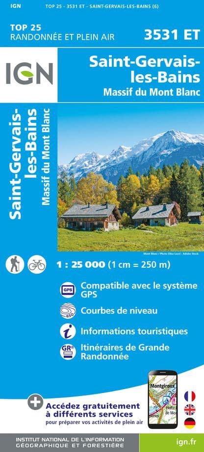 IGN Top 25 3531 ET - St-Gervais-Les-Bains / Massif du Mont Blanc