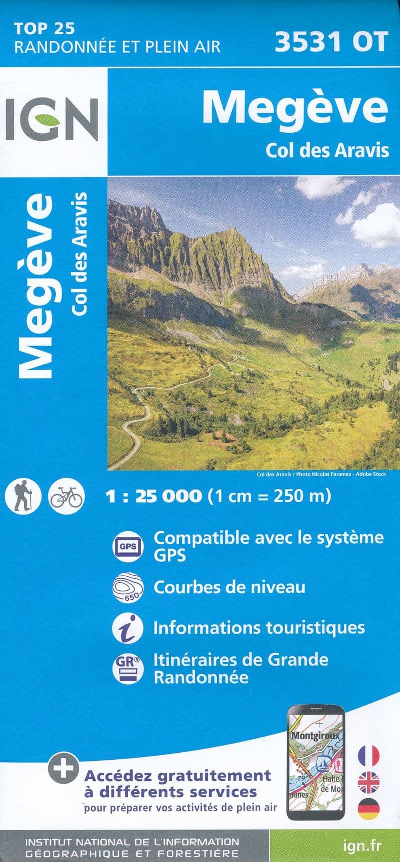 IGN Top 25 3531 OT - Megeve / Col-Des-Aravis